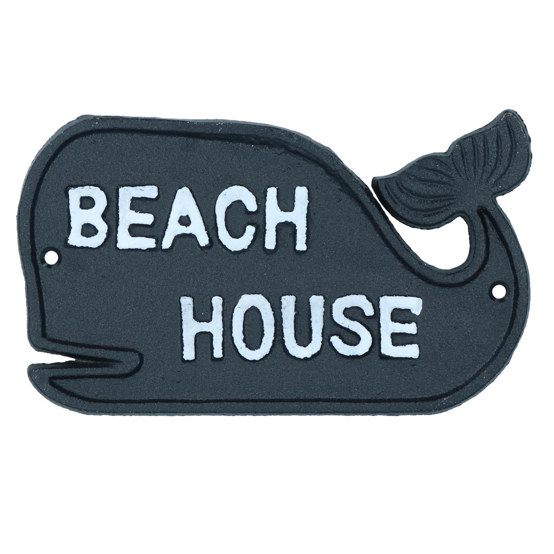 Beach House Whale Sign Cast Iron Sign Plaque Wall Door Fence Gate Post House