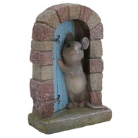 Mouse Door Figurine Statue House Decor Ornament Sculpture Resin Home