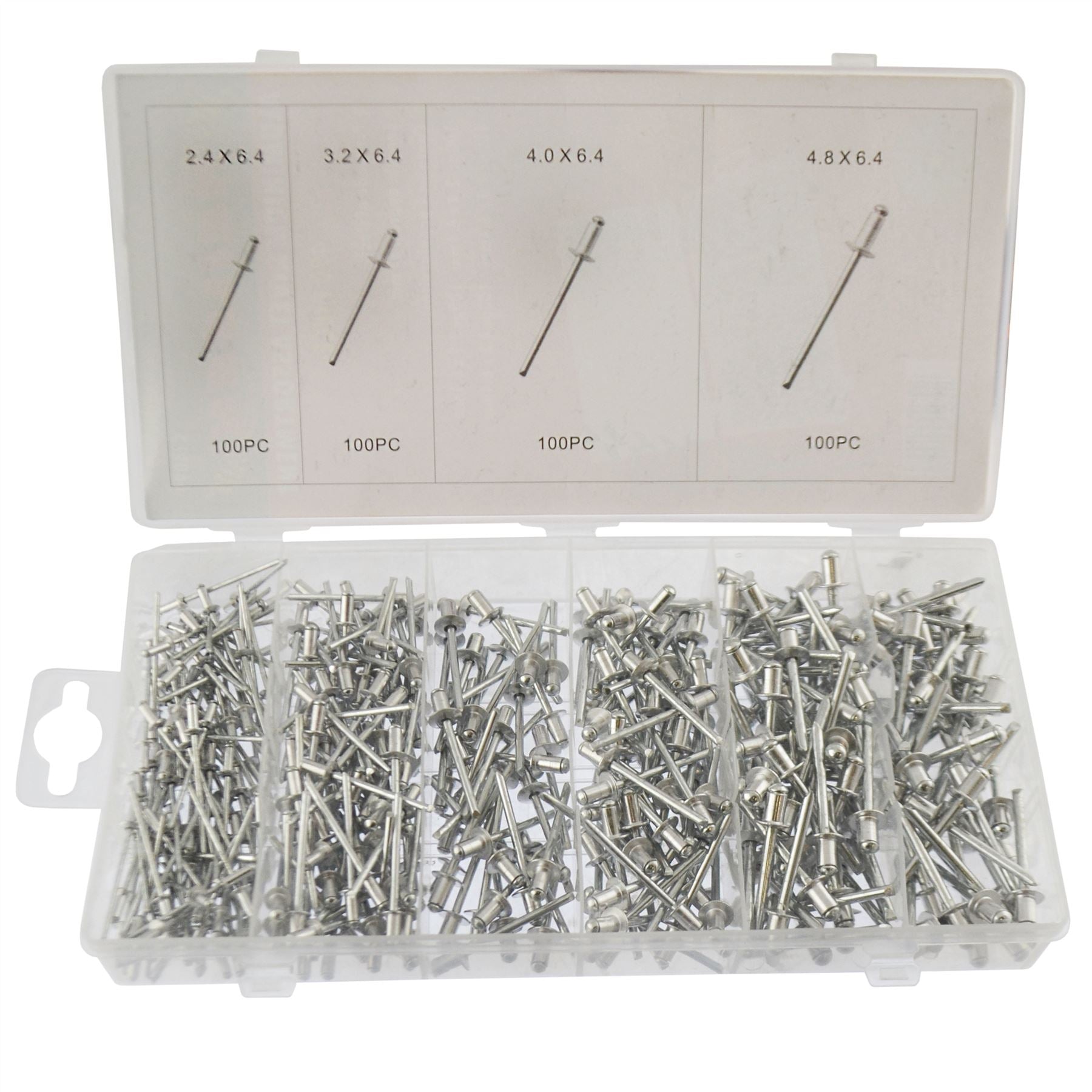 Metric Aluminium Blind Pop Rivets Assortment Set Fastener 2.4 - 6.4mm 400pcs