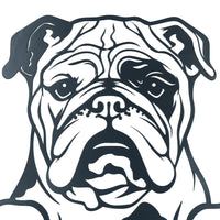 Black Metal Peeking Bulldog  Silhouette with Fixing Plate Garden Ornament Gift