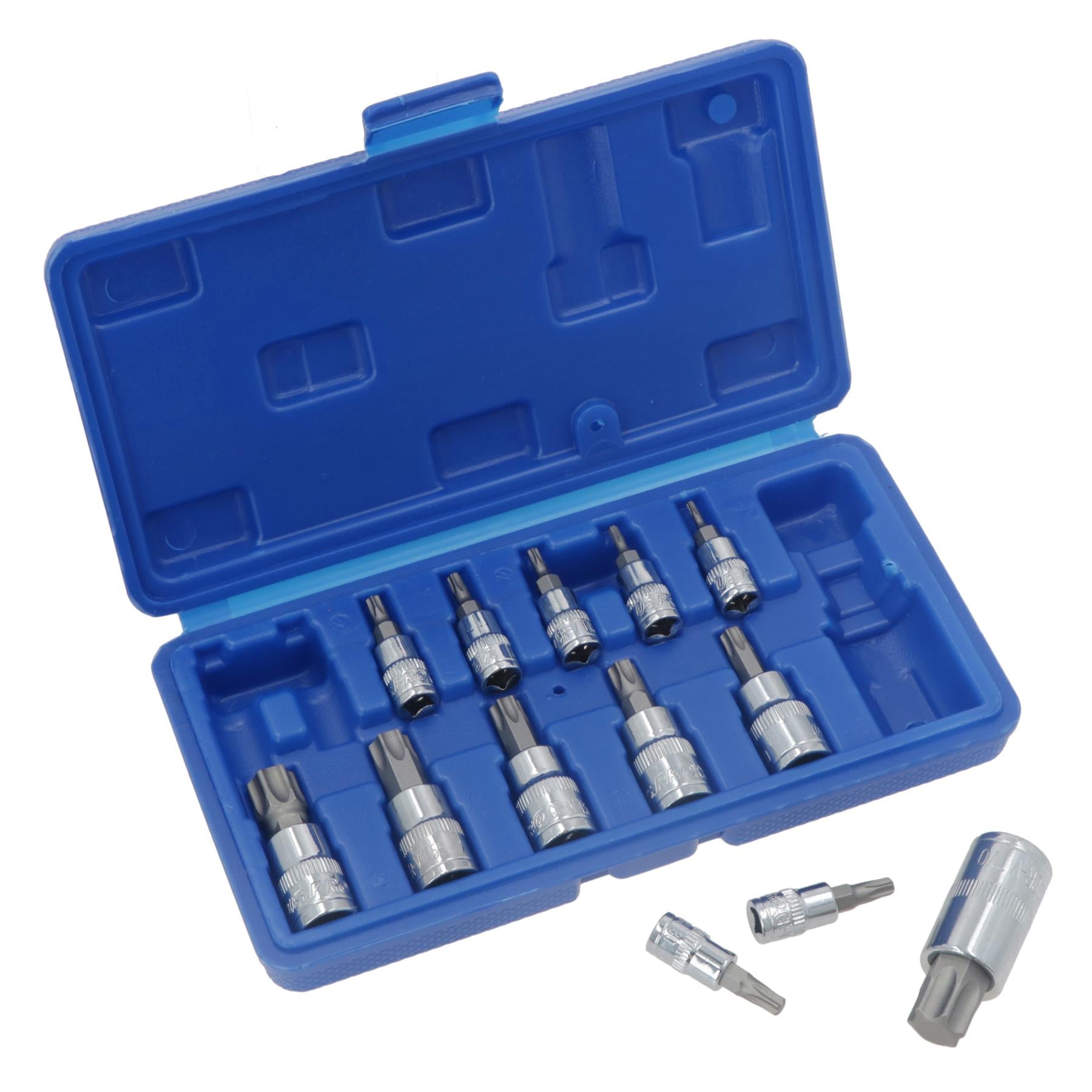 13pc Male Torx Star Bit Sockets Mixed Drive 1/4" 3/8" And 1/2" T8 - T70