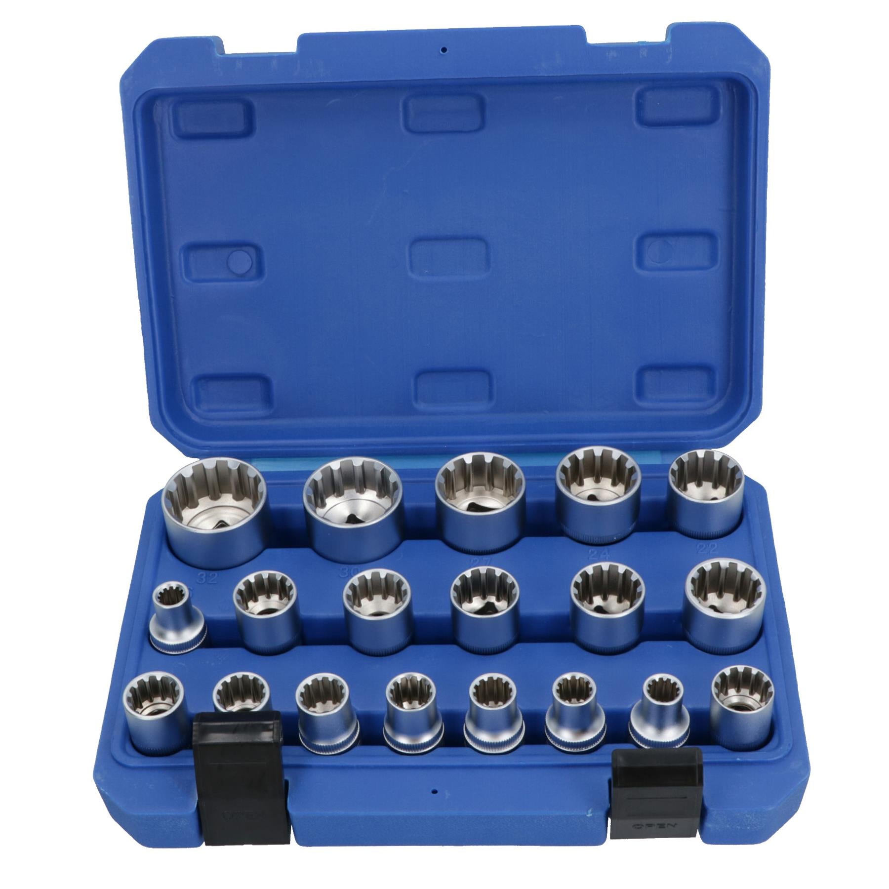 1/2in Drive Gear Lock Metric + Imperial Sockets 8 – 32mm 5/16 – 1-1/4 19pc Set