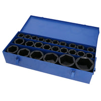 1 Inch Drive Double Deep Metric Impact Sockets Single Hex 17 – 75mm 25pc