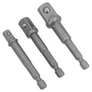 3pc Power Extension Bar Allen Hex Socket Driver Adapters 1/4" 3/8" + 1/2"
