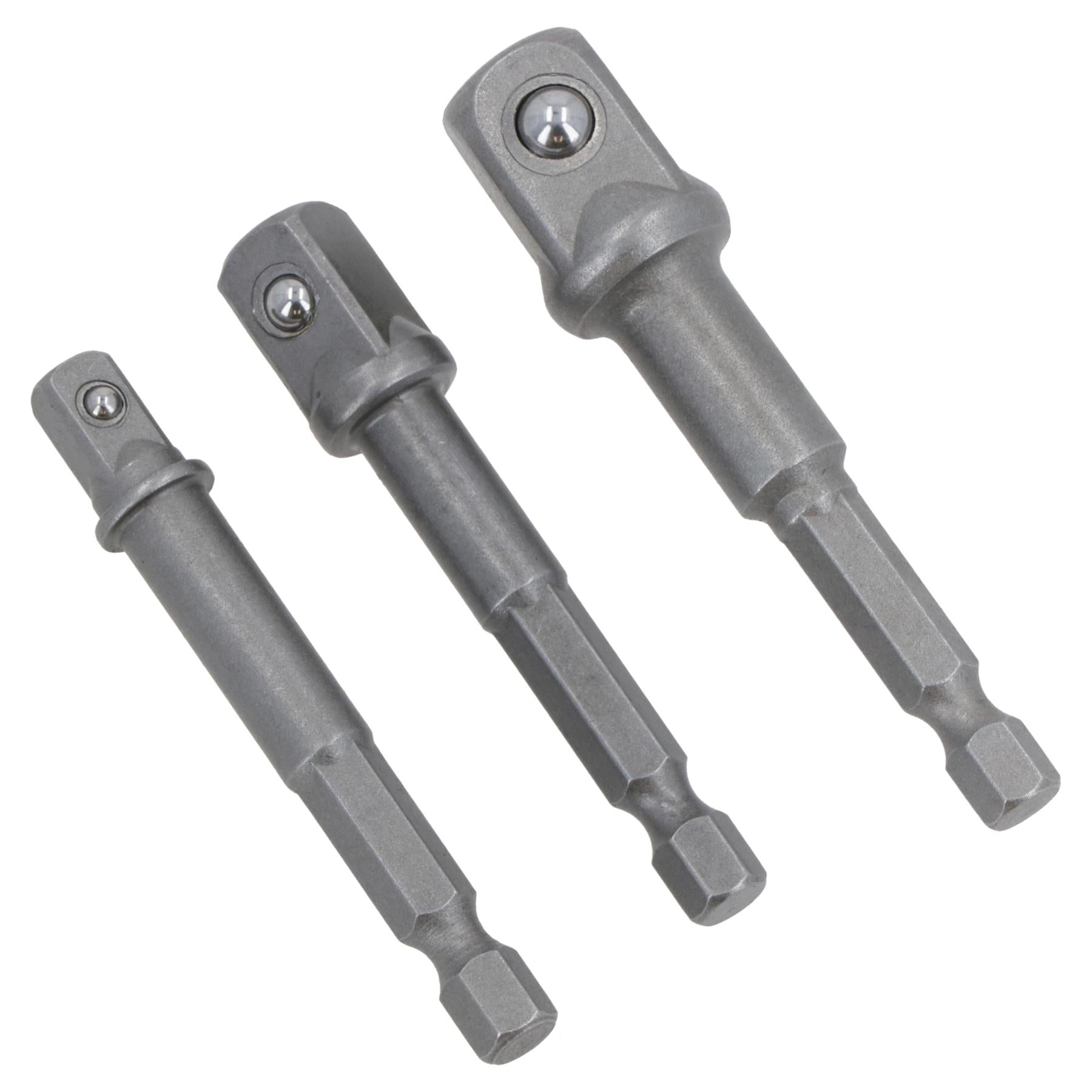3pc Power Extension Bar Allen Hex Socket Driver Adapters 1/4" 3/8" + 1/2"