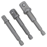 3pc Power Extension Bar Allen Hex Socket Driver Adapters 1/4" 3/8" + 1/2"
