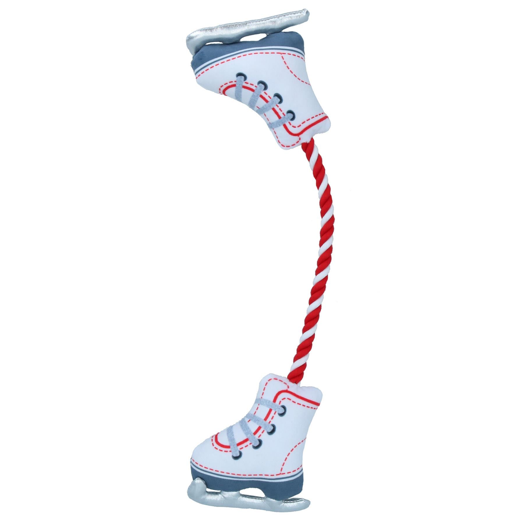 Dog Christmas Ice Skates On Rope Plush Toy  Squeaky Rope Play Xmas Gift