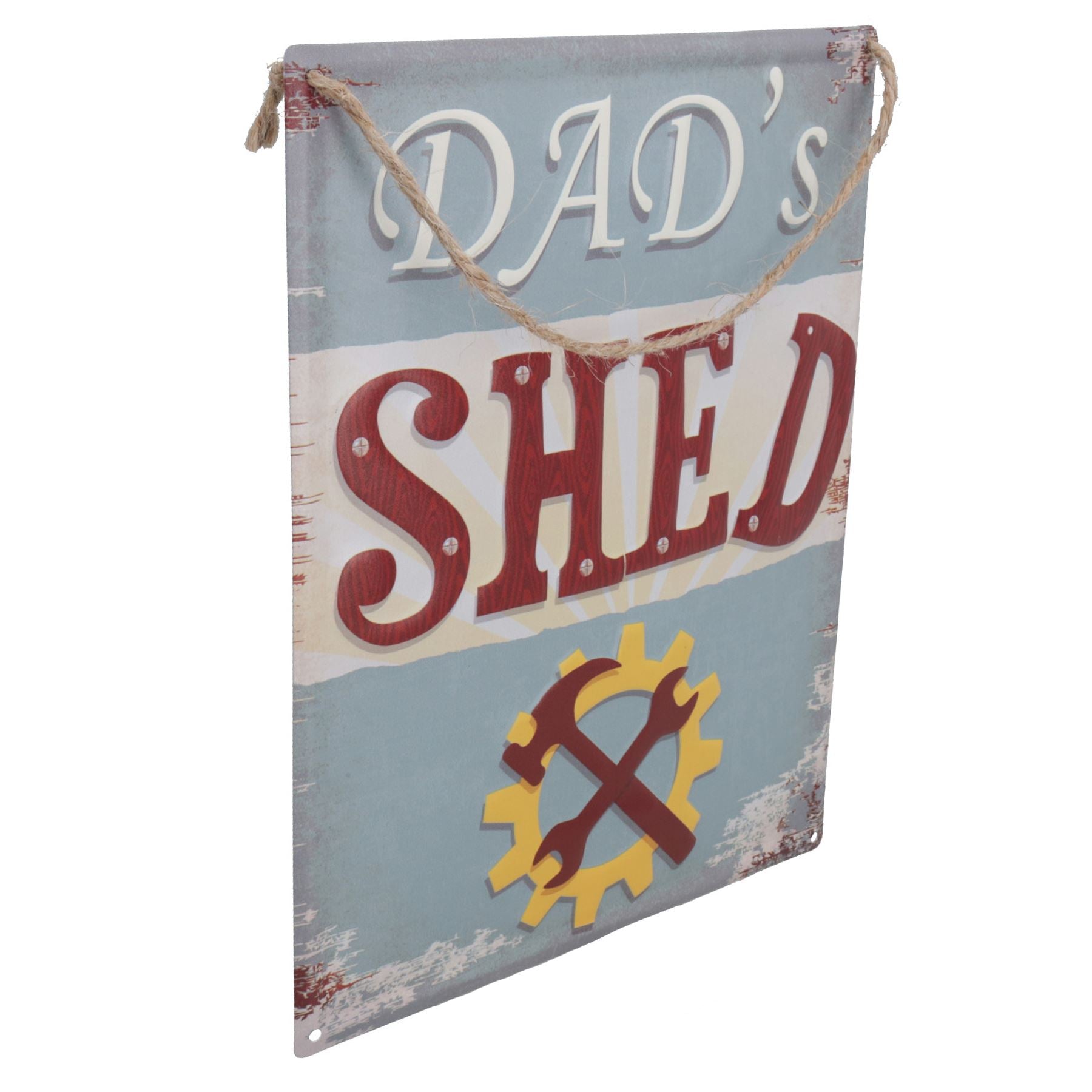 Novelty Hanging or Fixed 'Dad's Shed' Metal Sign Garage/Home PrePunched Hole