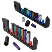 20-tlg. farbige 3/8-Zoll-Steckschlüsseleinsätze für flache und tiefe Nuten, 6-kant, metrisch, 10–19 mm Schienen
