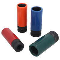 1/2" Drive Breaker Bar + 4pc Metric Alloy Wheel Nut Deep Sockets 17 – 22mm