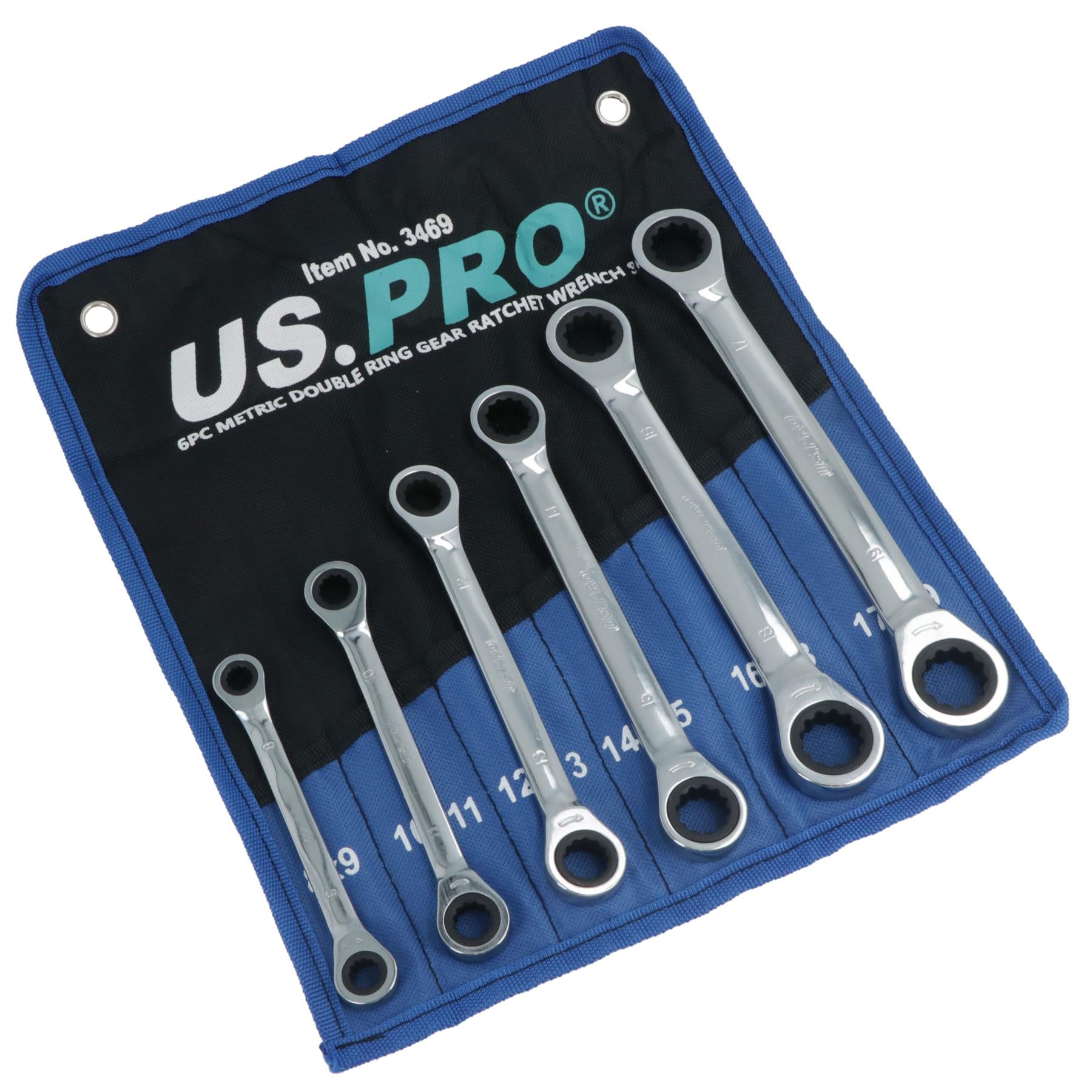 8mm – 19mm Double Ended Ring Gear Ratchet Spanner Wrench Set 6pc 12 Sizes