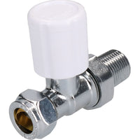 15mm Chrome-Plated Inline Brass Radiator Valve Straight Adjustable Lockshield