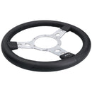 13" Traditional Classic Car Steering Wheel Black Leather 3 Spoke Centre 6 Hole