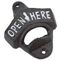 Open Here Bottle Opener Beer Cast Iron Sign Gift Garage Shed Bar Man Cave