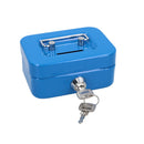 4.5” Petty Cash Box Money Coin Tin Deposit Security Kids Money Box 2 Keys Blue