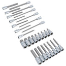 1/2" Drive Allen Hex Key Metric Sockets Shallow And Deep 5mm - 19mm 30pc