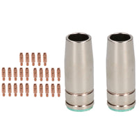 2 shroud & 25 x 0.6mm Round Contact Tips MIG Welding Binzel Style Euro MB25