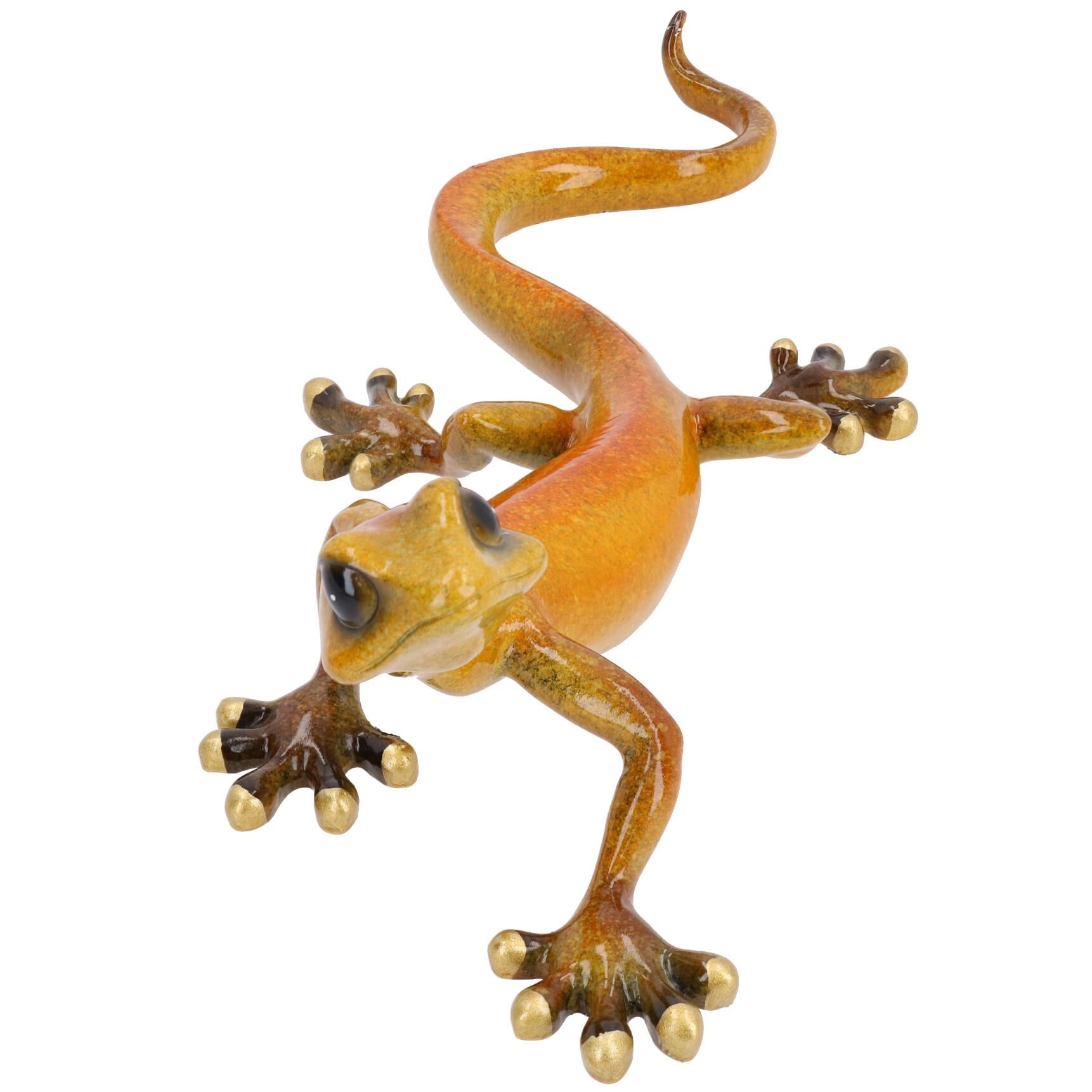 Yellow Speckled Gecko Lizard Resin Wall Shed Sculpture Statue House Large