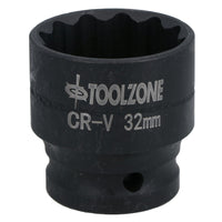 32mm 1/2in. Drive Shallow Metric Impact Impacted Socket 12 Sided Bi-hex