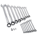 Jeu de clés mixtes à cliquet métriques MM 8 mm – 32 mm, 20 pièces + adaptateurs