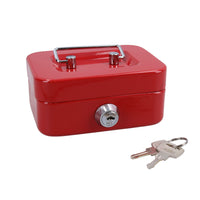 4.5” Petty Cash Box Money Coin Tin Deposit Security Kids Money Box 2 Keys Red