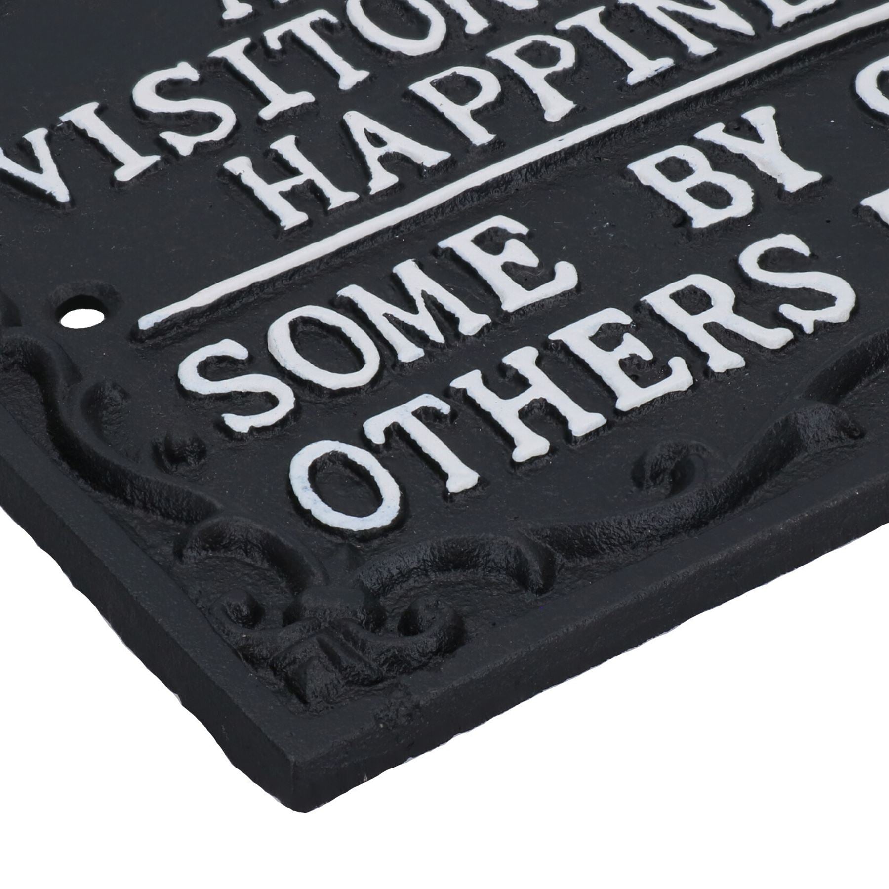 All Our Visitors Bring Happiness Sign Cast Iron Plaque Wall House Door Garden