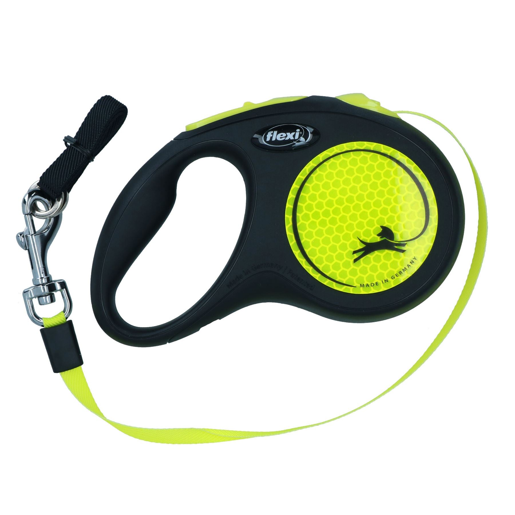 Petite laisse rétractable réfléchissante jaune fluo de 5 m pour promenade de chien (15 g)