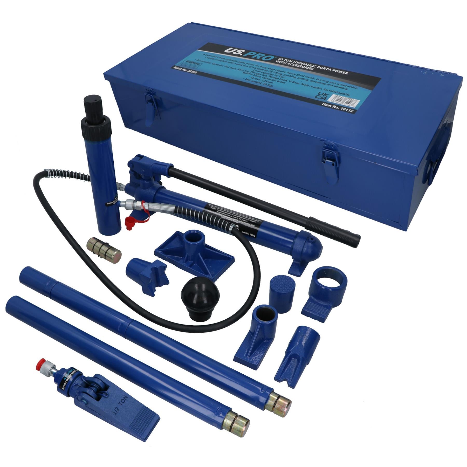10 Ton Hydraulic Porta Power Jack Pump With Accessories Dent Frame Repair