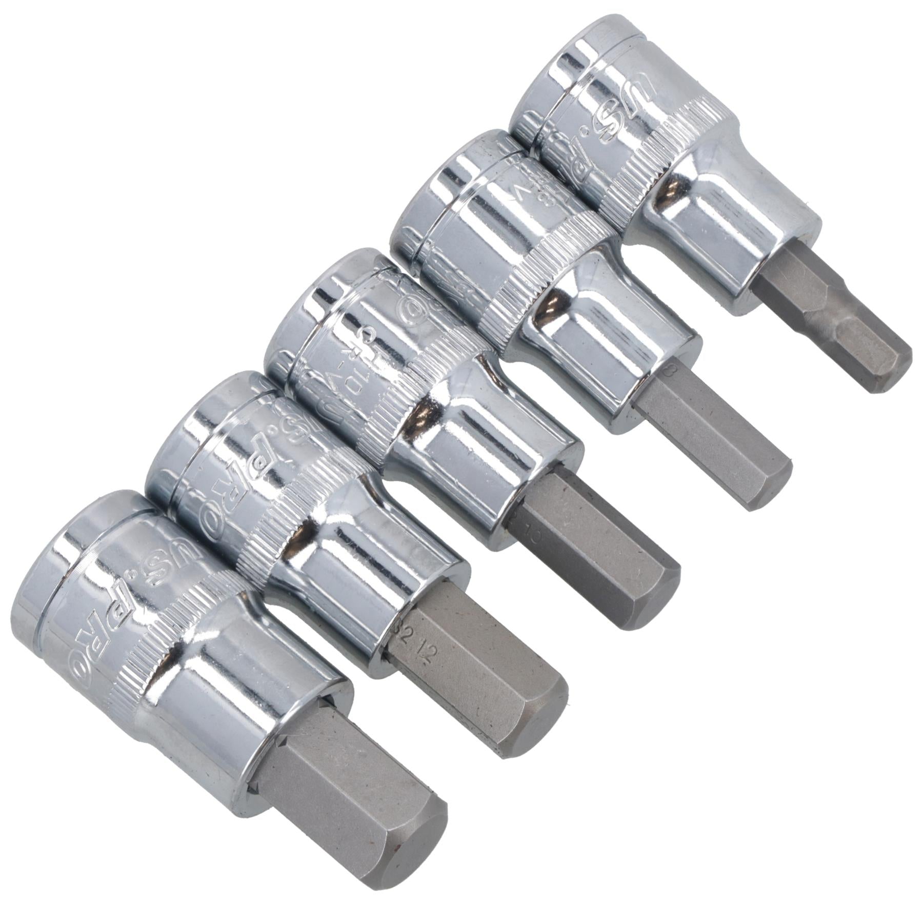 Hex / Allen Sockets Key Bits 1/2" Drive Metric Sizes 7mm - 14mm 5pcs