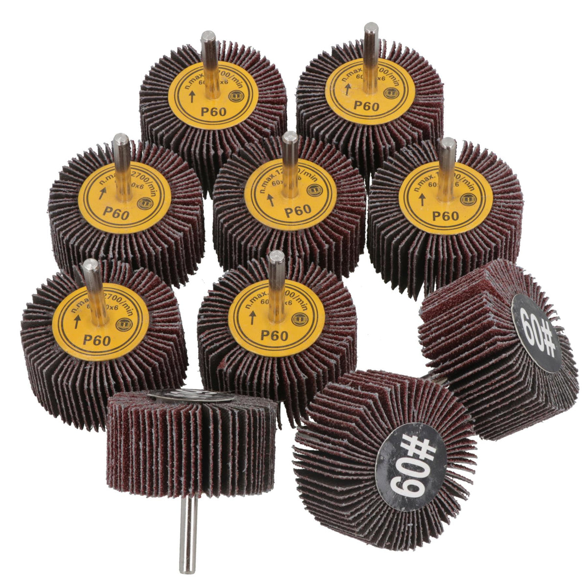 60mm 60 Grit Abrasive Flap Wheel Discs Sanding Rust Removal 6mm Shank