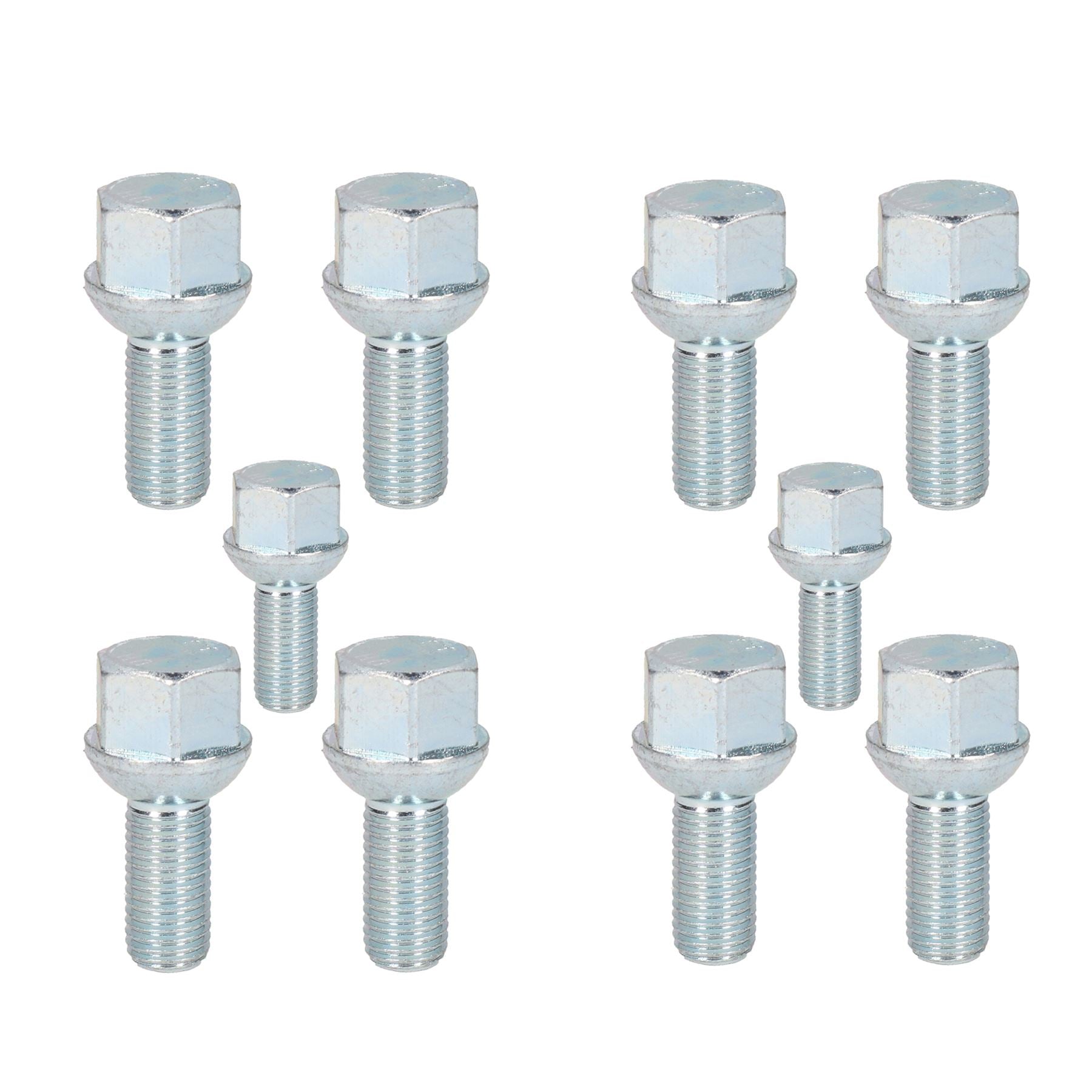 Lot de 10 boulons sphériques pour roue de remorque M12 x 1,5 pour Ifor Williams Indespension