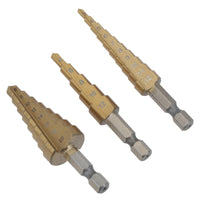 Lot de 3 forets coniques étagés HSS avec revêtement en titane et tige hexagonale pour métal et plastiqueAT018