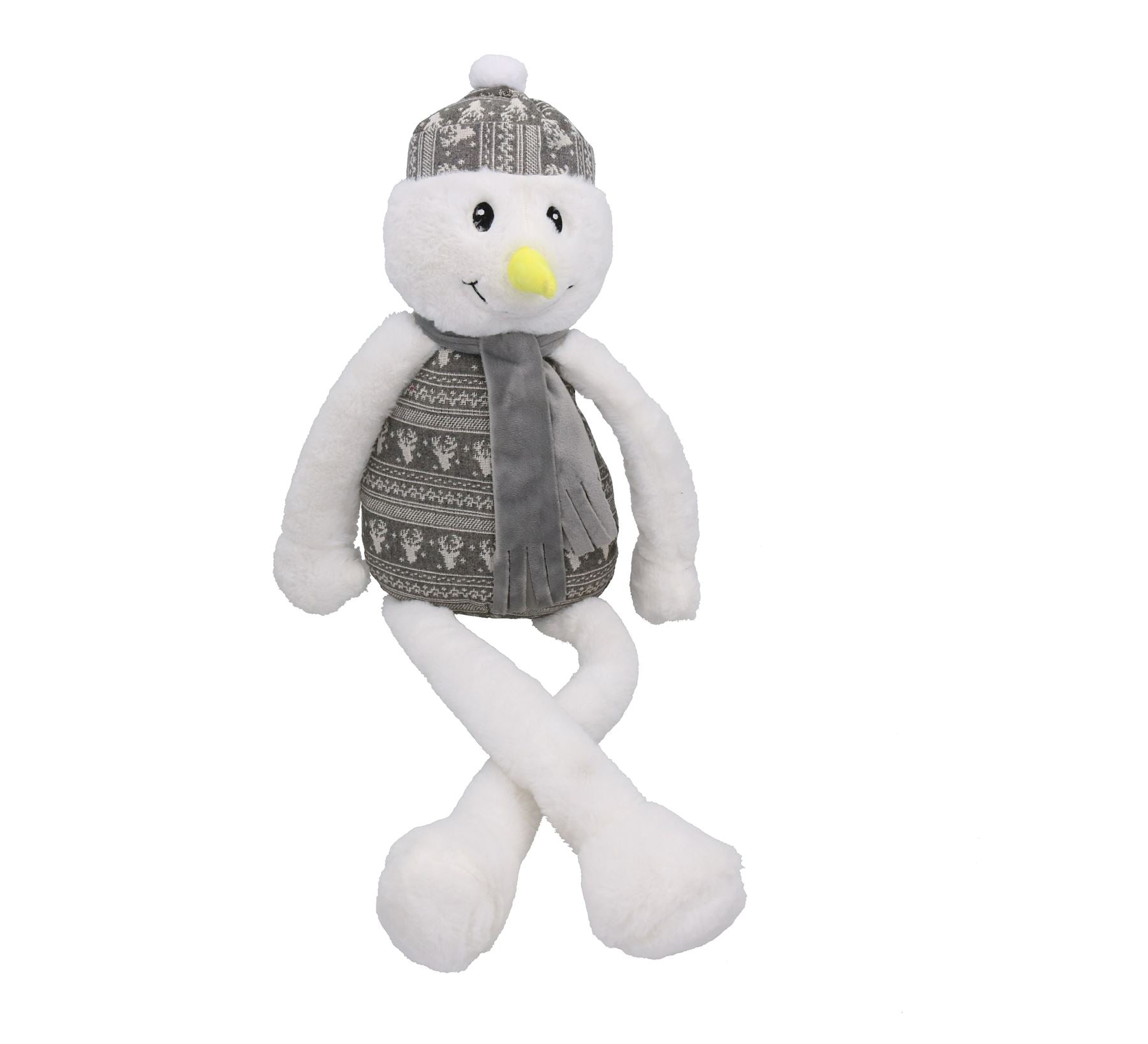 Cadeau de Noël pour chien en peluche réconfortant et couineur bonhomme de neige géant 30x80cm