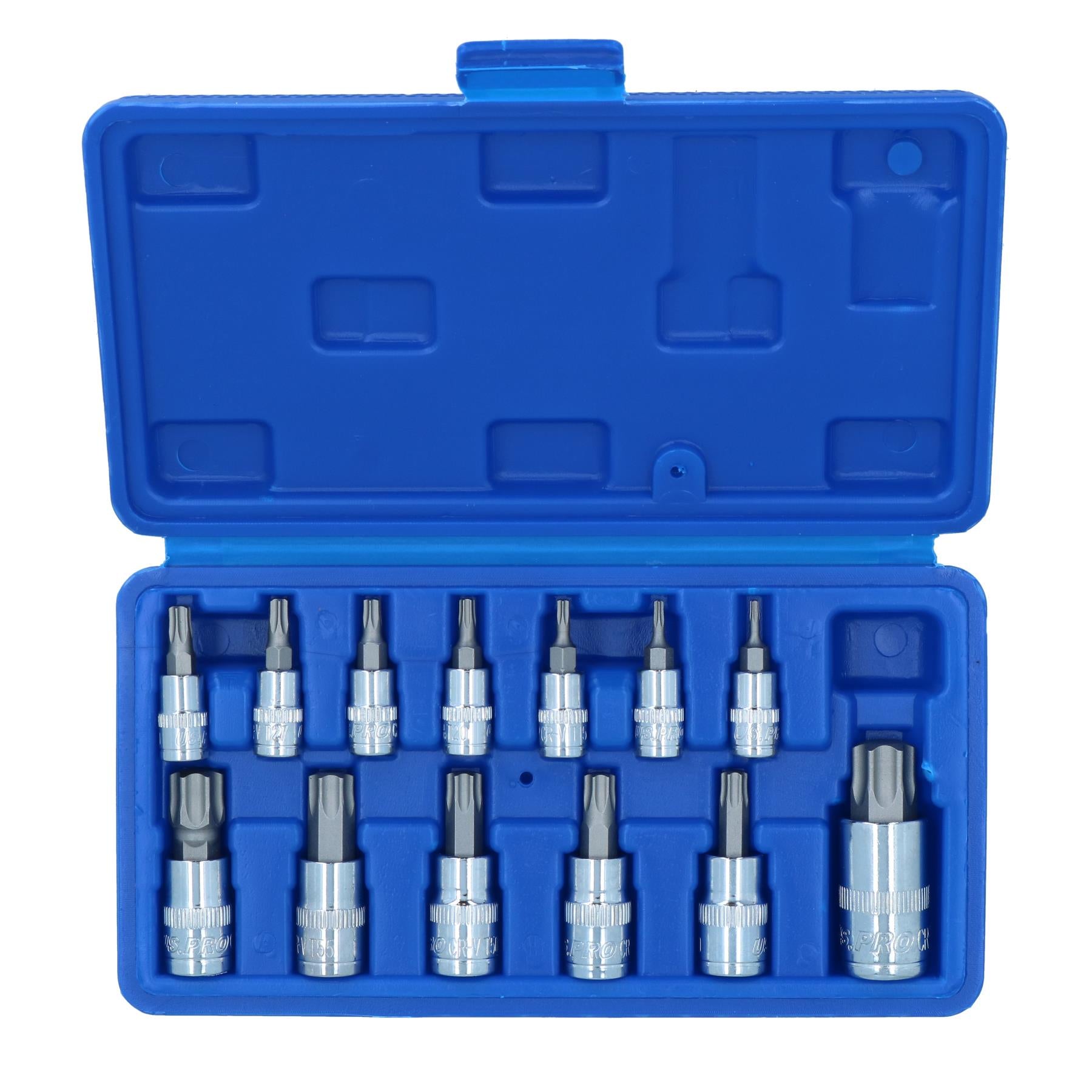 13pc Male Torx Star Bit Sockets Mixed Drive 1/4" 3/8" And 1/2" T8 - T70