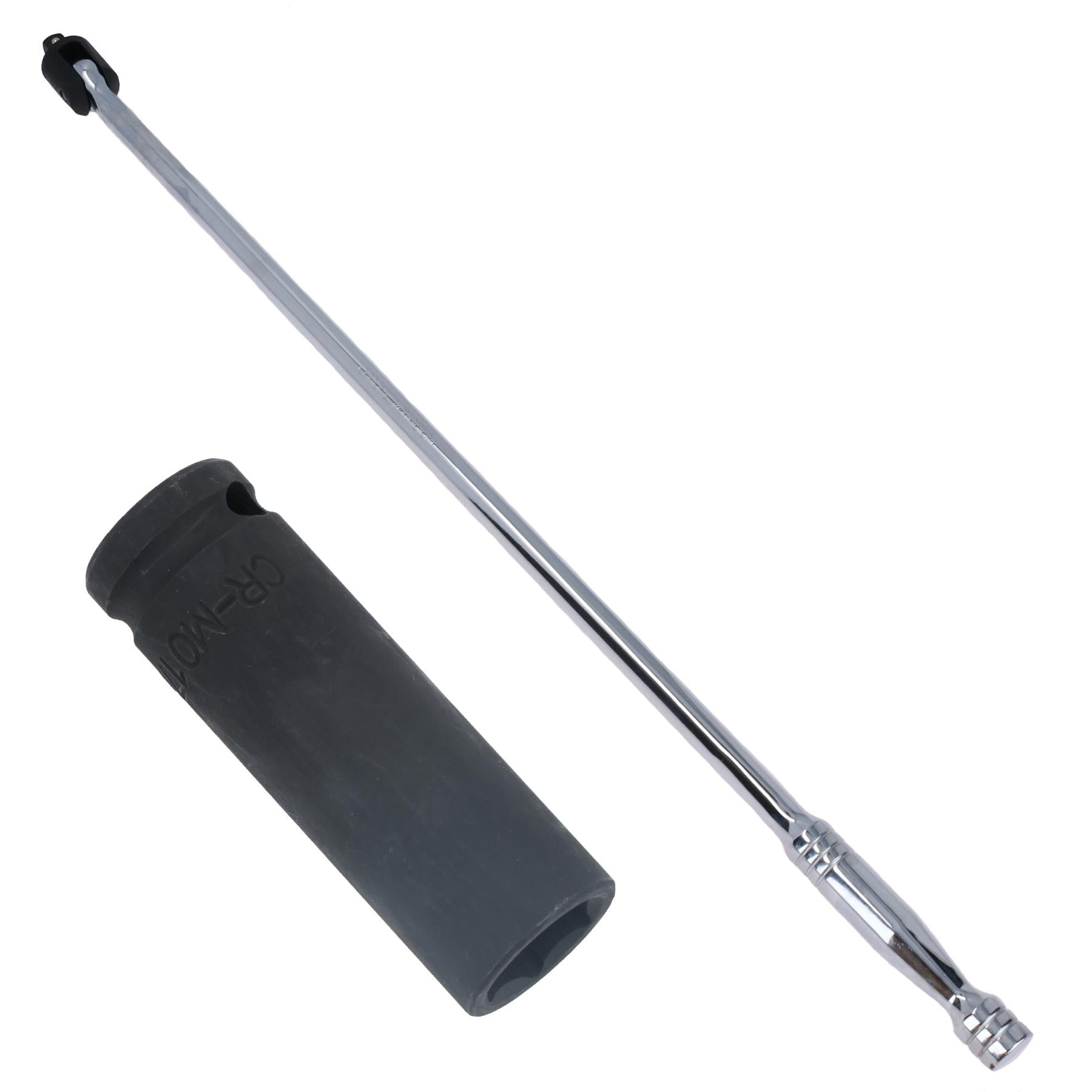 1/2" Drive Breaker Power Bar 30” Long + 17mm Deep Impact Wheel Nut Socket
