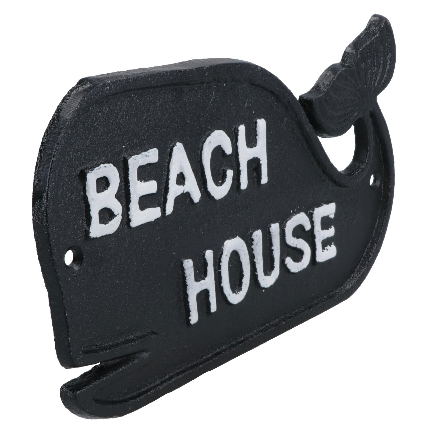 Beach House Whale Sign Cast Iron Sign Plaque Wall Door Fence Gate Post House
