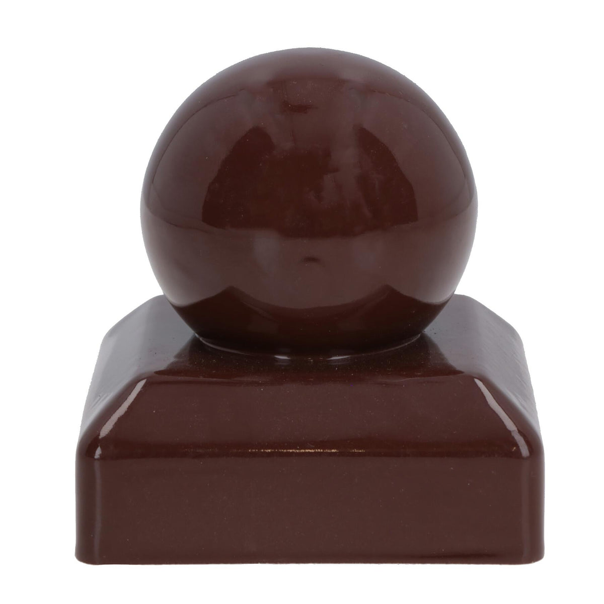 Metal Fence Post Caps Round / Ball 75mm x 75mm Protector Cover Brown