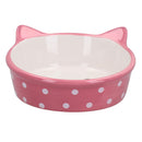 Rosa gepunkteter Katzengesichtsnapf für Katzen und Kätzchen, kleiner Futter- und Wassernapf, 15 cm/300 ml