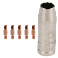 1 shroud & 5 x 1.0mm Round Contact Tips MIG Welding Binzel Style MB15 Torch