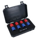 1/2in Drive Metric Wheel Hub Lug Nut Flip Impact Sockets for Alloy Wheels 5pc