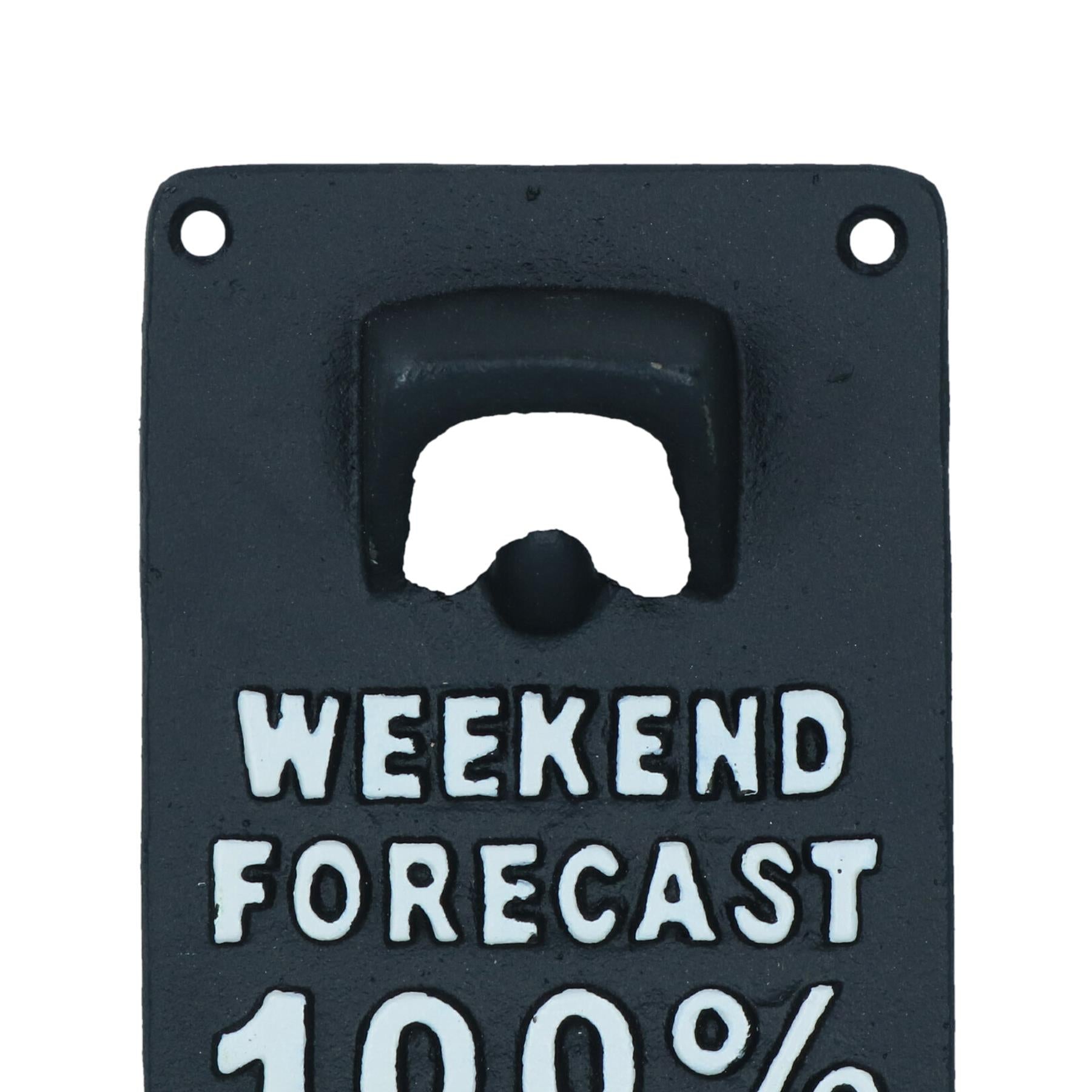 Weekend Forecast Beer Bottle Opener Cast Iron Sign Gift Garage Door Shed Bar