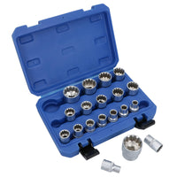 1/2in Drive Gear Lock Metric + Imperial Sockets 8 – 32mm 5/16 – 1-1/4 19pc Set