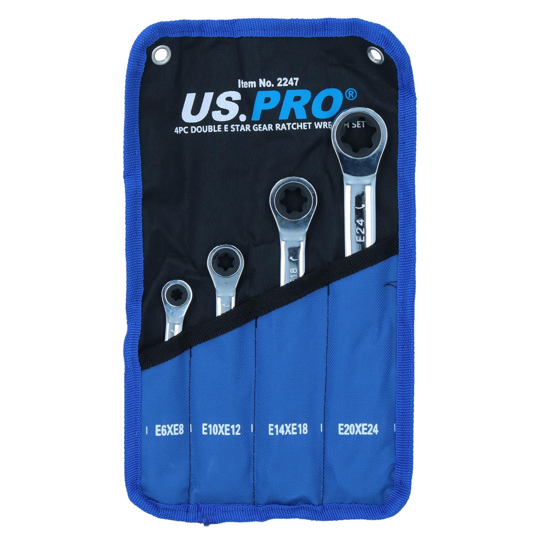 Torx / E Ratchet Spanner Wrench Set Double Ended E6 - E24 4pc Set BERGEN AT482