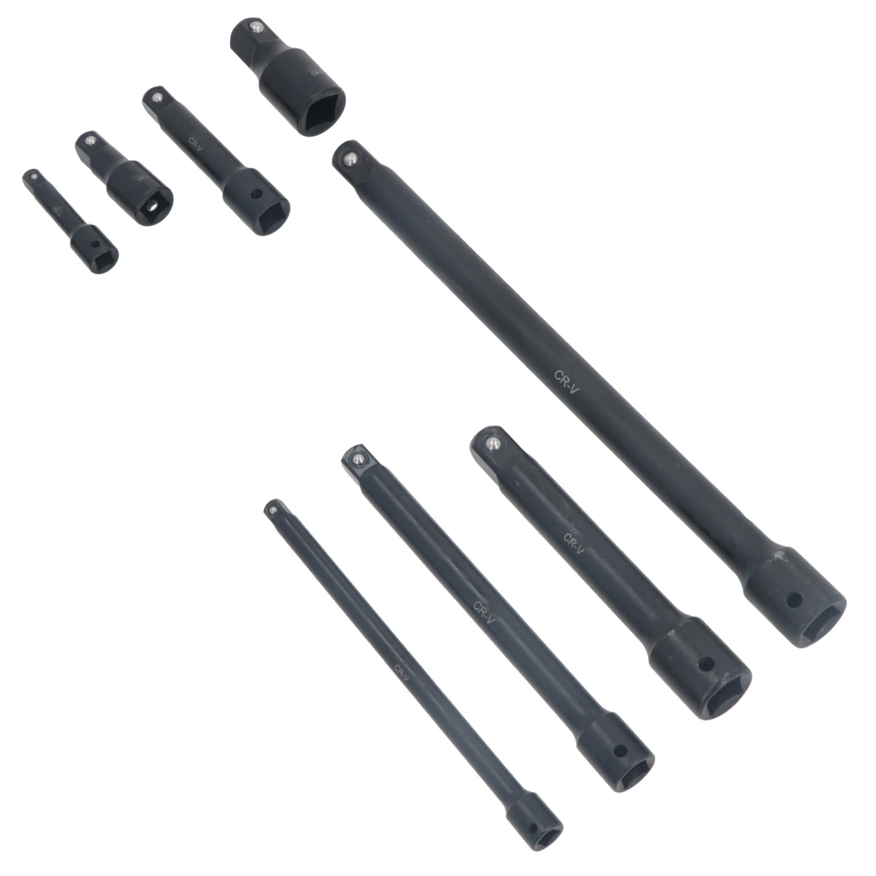 9-tlg. Steckschlüssel-Verlängerungssatz mit gemischtem Antrieb, 1/4 Zoll, 3/8 Zoll, 1/2 Zoll Antrieb