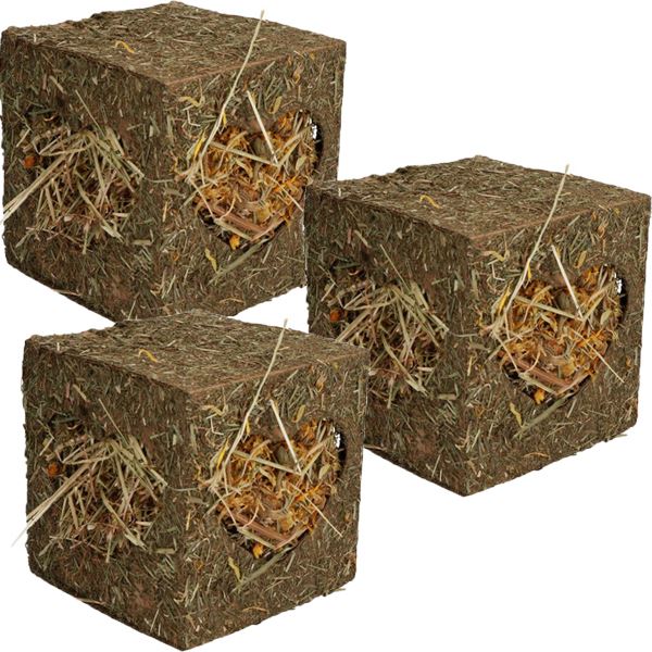 3PK Small Animal Guinea, Rabbits Boredom Breaker Large Hay Cube 20x20x20cm