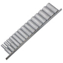15pc 3/8" dr Deep Reach CRV Sockets On Rail 8-22mm Hex 6 Point Metric TE917