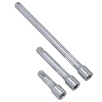 Jeu de 9 rallonges de douilles droites 1/4" 3/8" 1/2" 75 mm 125 mm 250 mm