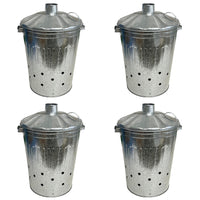 Large Galvanised Incinerator Bin + Lid Garden Rubbish Leaf Waste Burner