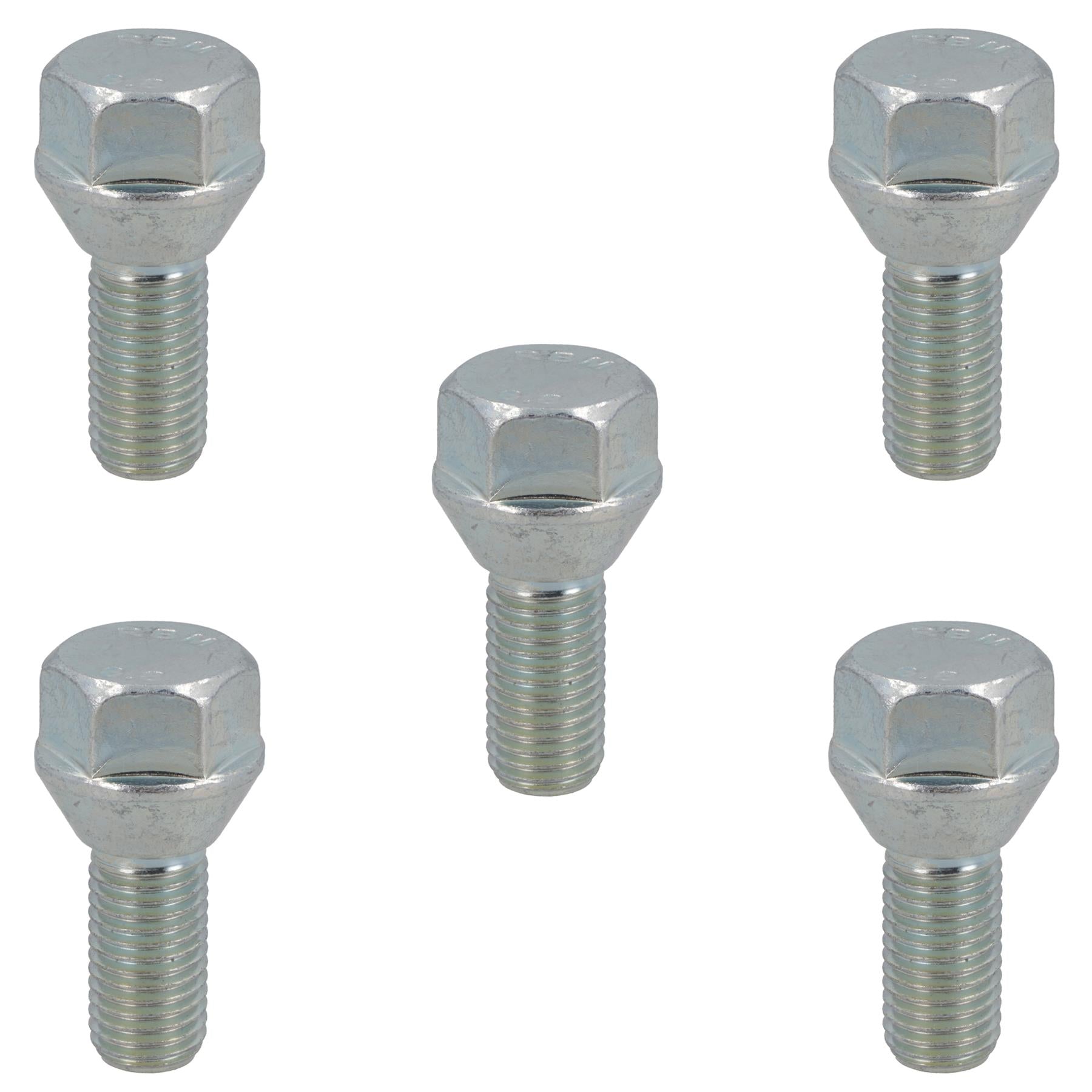 Lot de 5 boulons de roue de remorque M12 x 1,5 pour moyeux non freinés compatibles avec Ifor Williams P6E Knott