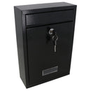 Black Wall Mounted Lockable Metal Post Box Outdoor Letter Mail Box Keyed